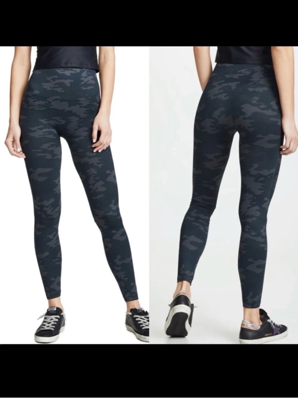 SPANX Look At Me Now Seamless High Rise Leggings: Black/Grey/Green Camo